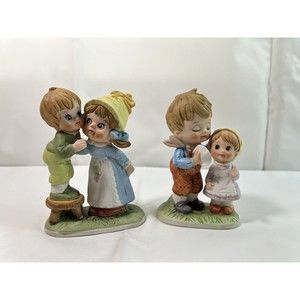 Set of‎ 2 Vintage Porcelain Little Boy and Girl Figurine 5”